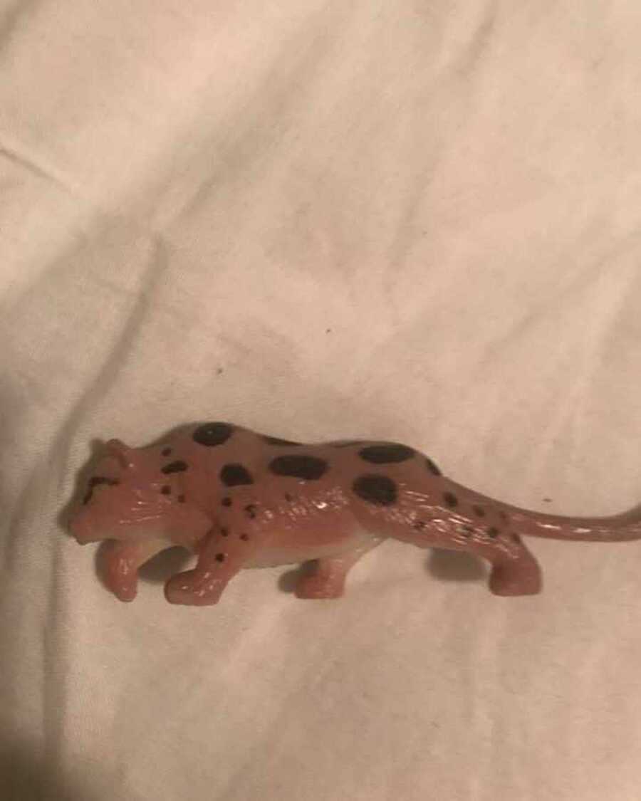 leopard toy on bed