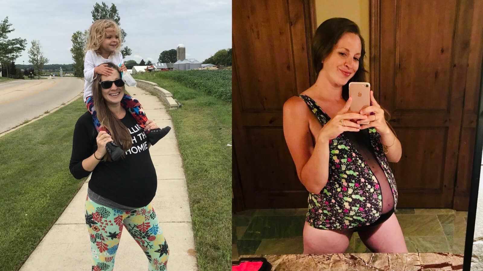 pregnant woman outside and in swimsuit