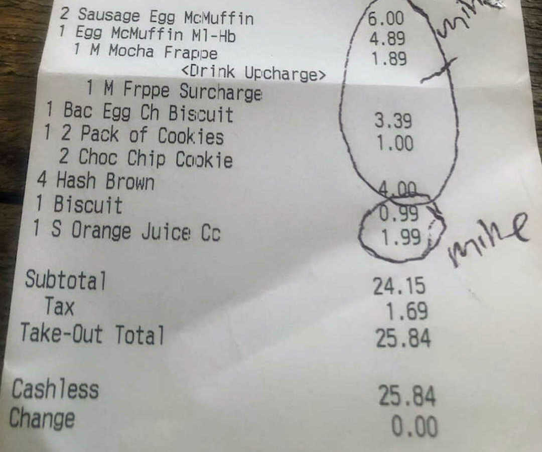 mcdonald's receipt