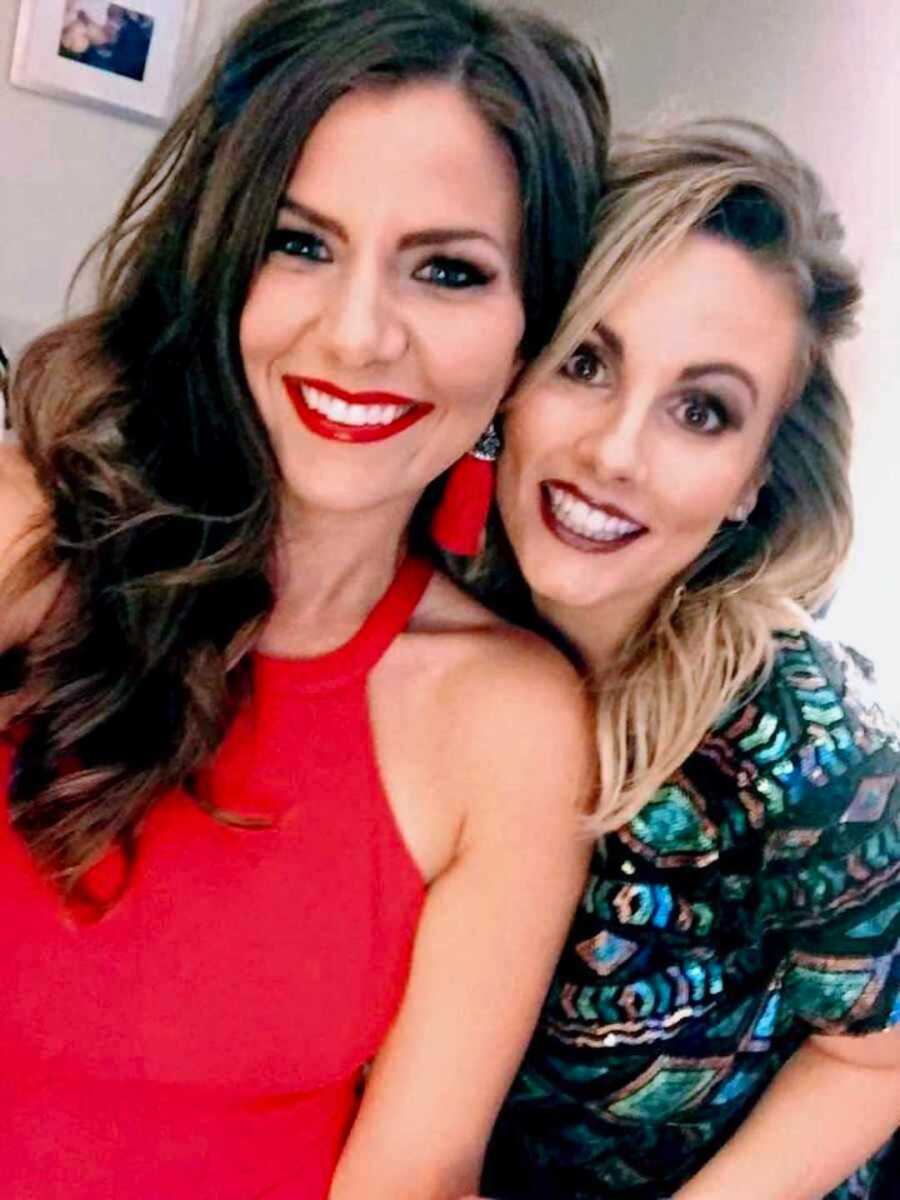 two women smiling