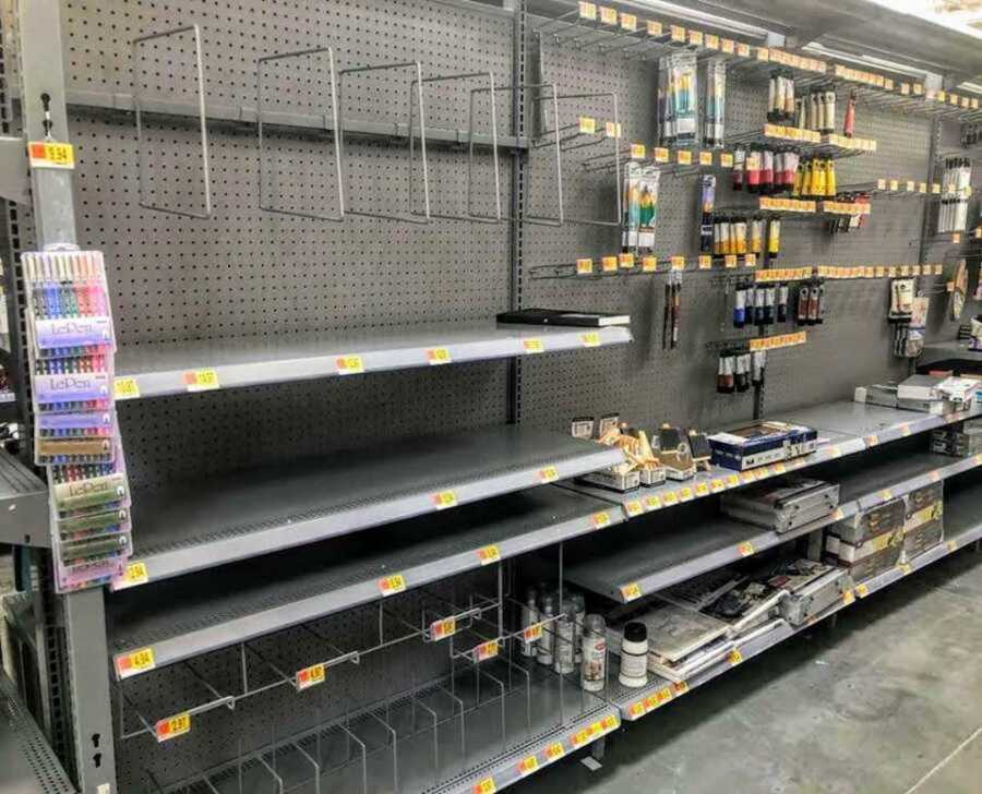 empty shelves at walmart
