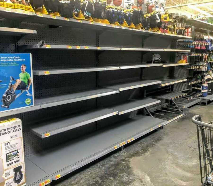 empty shelves at walmart