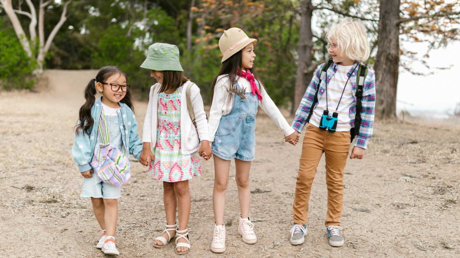 group of kids on a nature hike