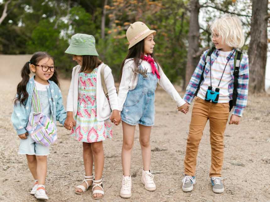 group of kids on a nature hike